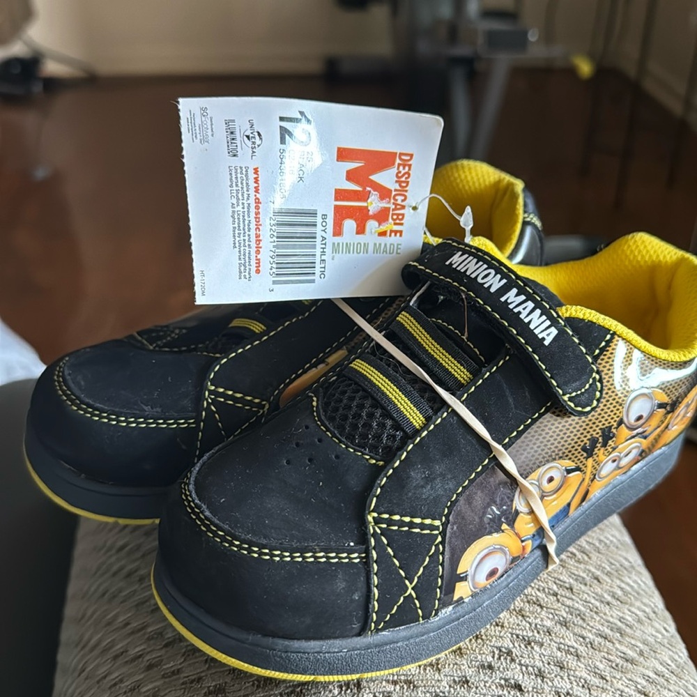 Yellow and black kids shoes